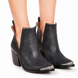 Jeffrey Campbell Cromwell - Black Ankle Boots with Silver Western Accents, 7.5
